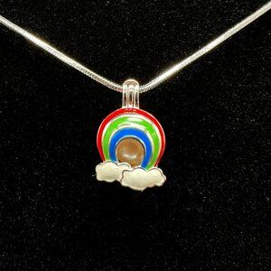925 Sterling Silver Rainbow Clouds Pendant Cage Pearl Holder Silver Necklace